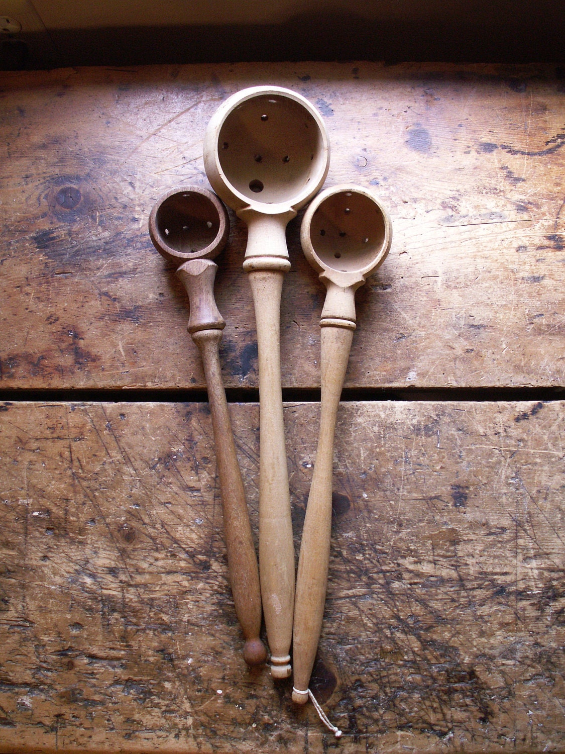 Vintage French Olive Scoops with Drain Holes Two by CopperAndTin