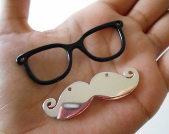 Mustache w/ Glasses Pendants