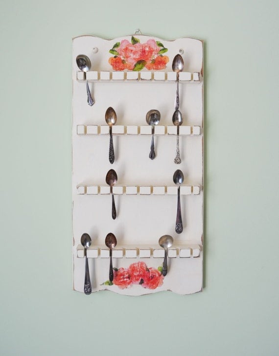 Shabby Chic Souvenir Spoon Display Rack....Holds 36 Spoons