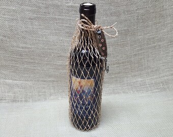 Fish Net Wine or Gift Bag - Embellished with a Replica Spotted Lure
