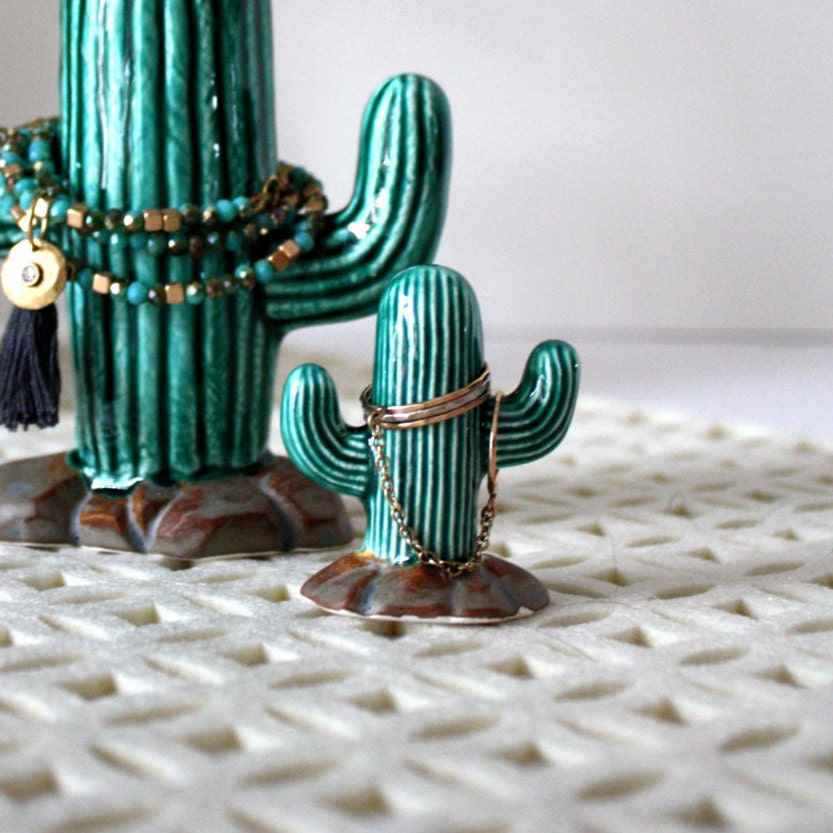 Cactus Ring Holder Ring Tree Tiny Ceramic Cactus Holds