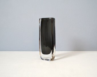 Vintage Tall Nils Landberg Orrefors Dusk Sommerso Vase - Signed
