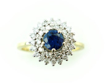 Sapphire Engagement Ring, Unique Sapphire Ring, .35ct Sapphire Ring, Vintage, Antique, Art Nouveau Ring, 14K Bridal Ring, Fast Free Shipping
