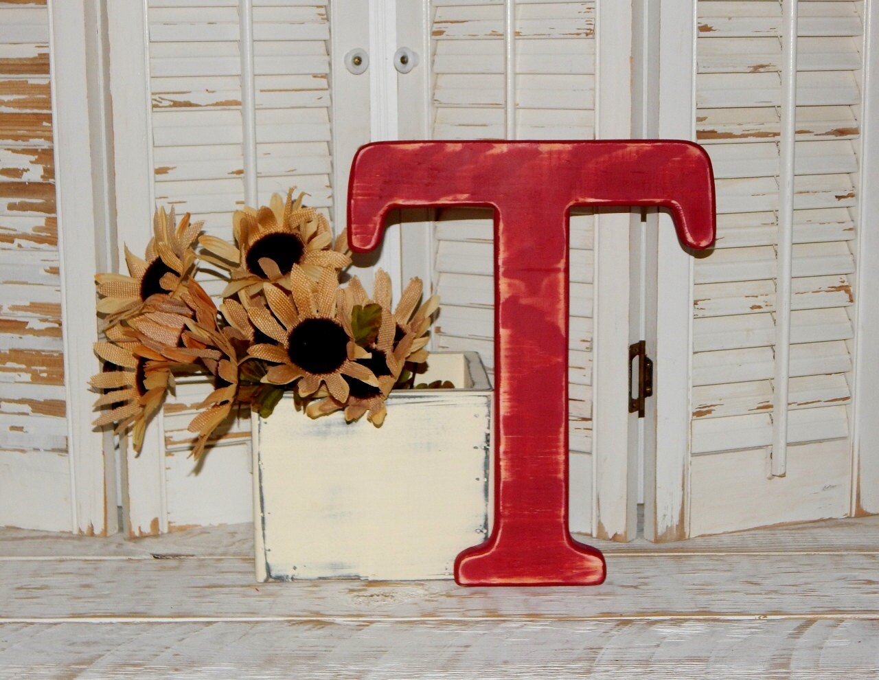 Wooden Letter T Distressed Wood letters Made To order Photo