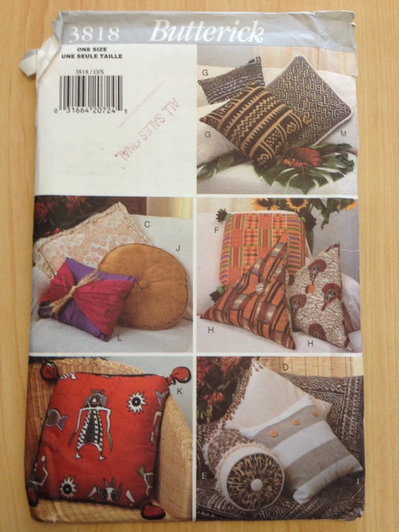 Butterick 3818 Sewing Pattern 90s UNCUT Pillow Package Pillows and Pillow Covers
