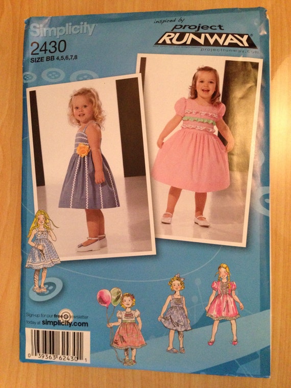 Simplicity 2430 Sewing Pattern Toddler and Childs Dress with Bodice and Trim Variations Uncut Size 4-8