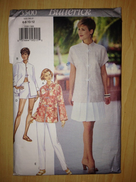 Vintage 90s Butterick 3500 Sewing Pattern Misses Top Skirt Shorts and Pants Uncut Size 6-12