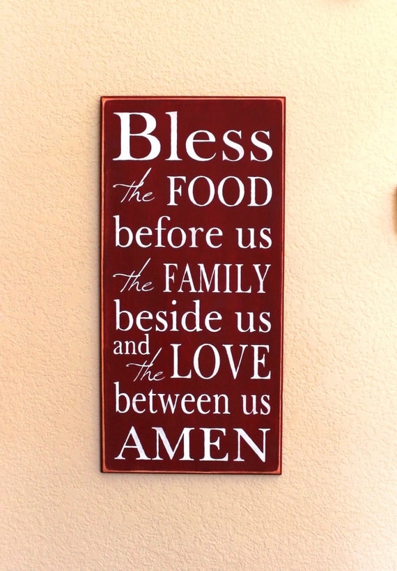 Bless the FOOD before us - Barn Red - Painted Wooden Sign - Blessing - Large - 12 x 24