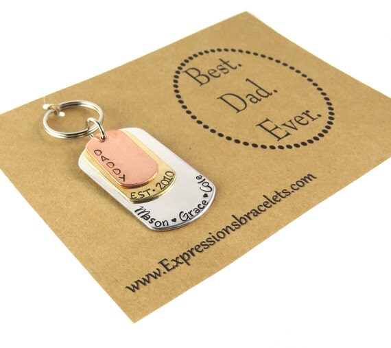 Gifts for Dad Father's Day Gift Key Chain Hand Stamped