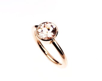 Morganite engagement ring, Rose gold, engagement ring, solitaire, bezel, morganite engagement, peach morganite, white gold solitaire, simple