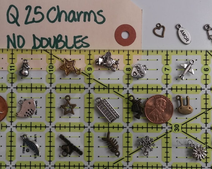 SALE save 25%, 25 small charm PAIRS, Petite size, no doubles, 50 charms Jewelry DIY Silver Bronze Gold, jewelry making, collegedreaminkid