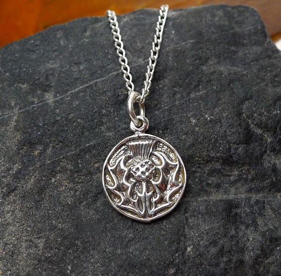 Sterling Silver Thistle Charm Necklace Scottish Jewelry