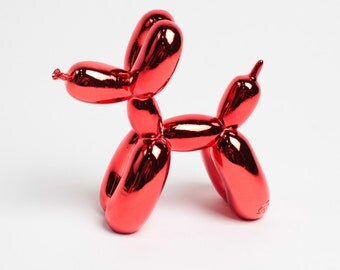 The Balloon Dog - Metallic Red Table Top Balloon Dog Decoration - Kids Room Decor Animal Statue - Faux Taxidermy Circus Balloon Animals