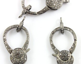 Bulk WHOLESALE, 3 PCS., Pave Diamond Lobster Clasp, .925 Oxidized Sterling Silver Diamond Findings, handmade pave diamond clasp (DC-B3-014)
