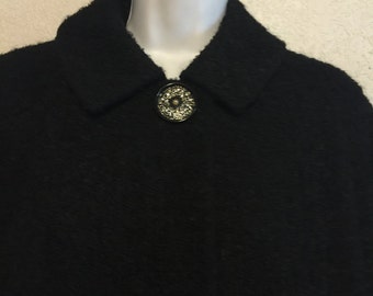 Black Boucle 1960s Swing Coat & Skirt with Glitter Buttons