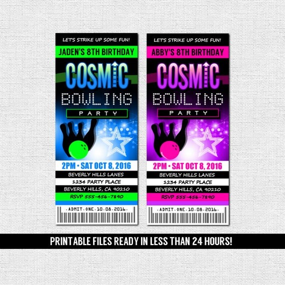 Cosmic Bowling Party Invitations 4