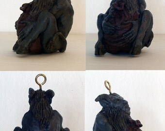Handmade Krampus Christmas Ornament (greenish grey)