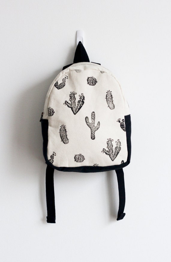 MADE TO ORDER, Customizable, Toddler backpack, Girl backpack, Boy backpack, Cactus print, Block printed, Hand stamped, Kid's backpack