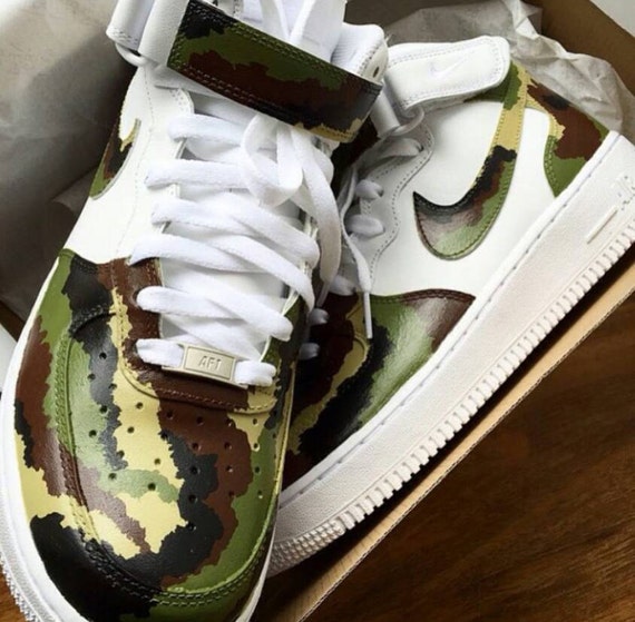 Custom Painted Nike Air Force 1 Camouflage Shoes. Painted Nike Air ...