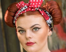 Off Her <b>Dolly Rocker</b>, Retro Headscarf, Red Rose, Skull, Polka Dot, - il_214x170.853765156_cp82