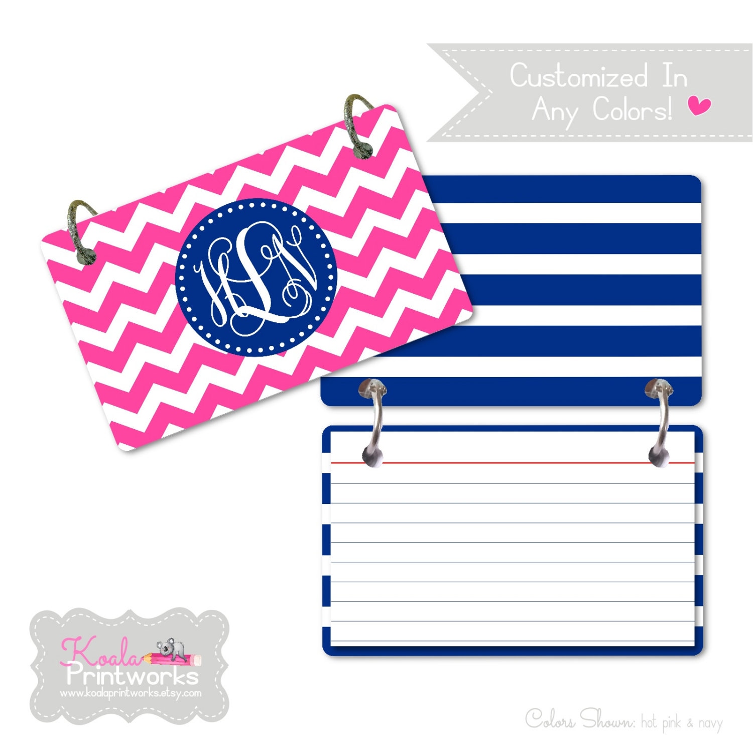 Personalized 3x5 Index Card Ring Binder You by KoalaPrintworks