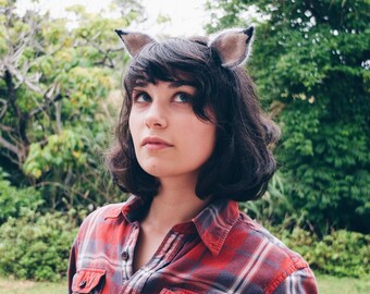 Wolf Ears Clip On Hand Knit//Halloween costume//Children’s costume//Dress Up//Woodland animals//Gift for Her//