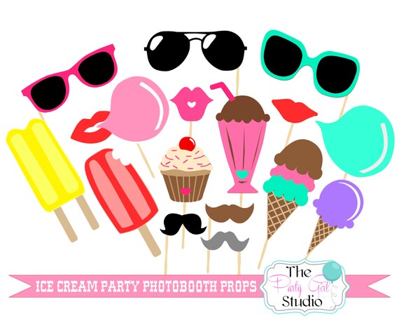 Pc Ice Cream Party Photo Booth Props By Thepartygirlstudio