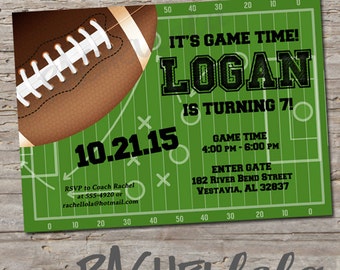 Football Birthday Invitation, Printable, DIY