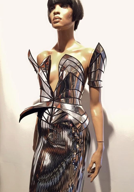 Chrome knight corset robot futuristic cosplay corset by divamp
