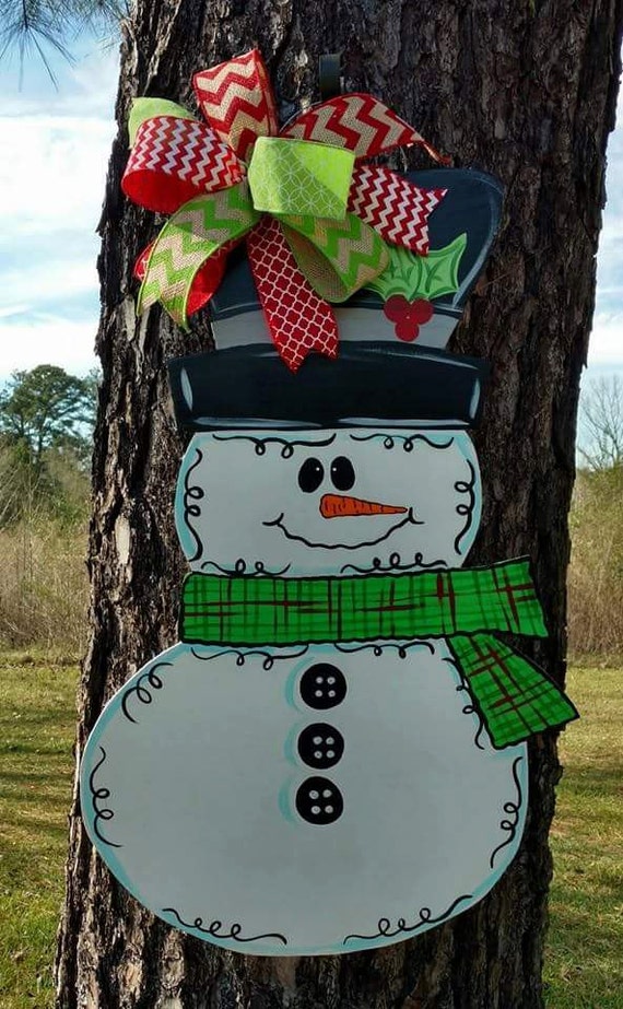 snowman door hanger winter door hanger snowman wreath winter door hanger
