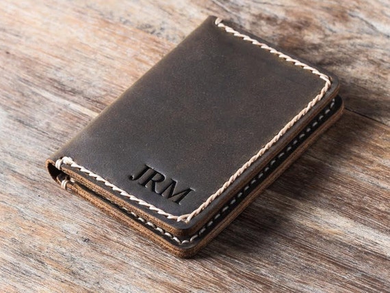 Wallet PERSONALIZED Mens Leather Card Wallet Gift by JooJoobs