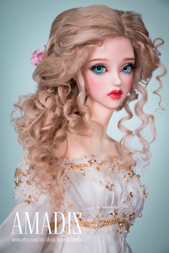 Persephone natural leicester sheep wig for BJD SD MSD Tiny