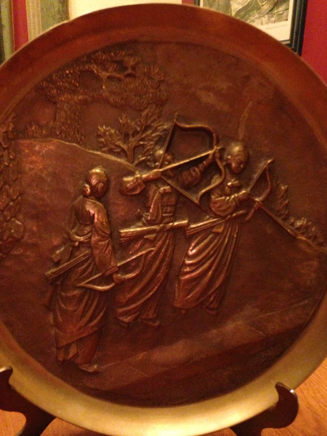 Unique Vintage Solid Brass Korean Plate by ThePolkaDotRooster