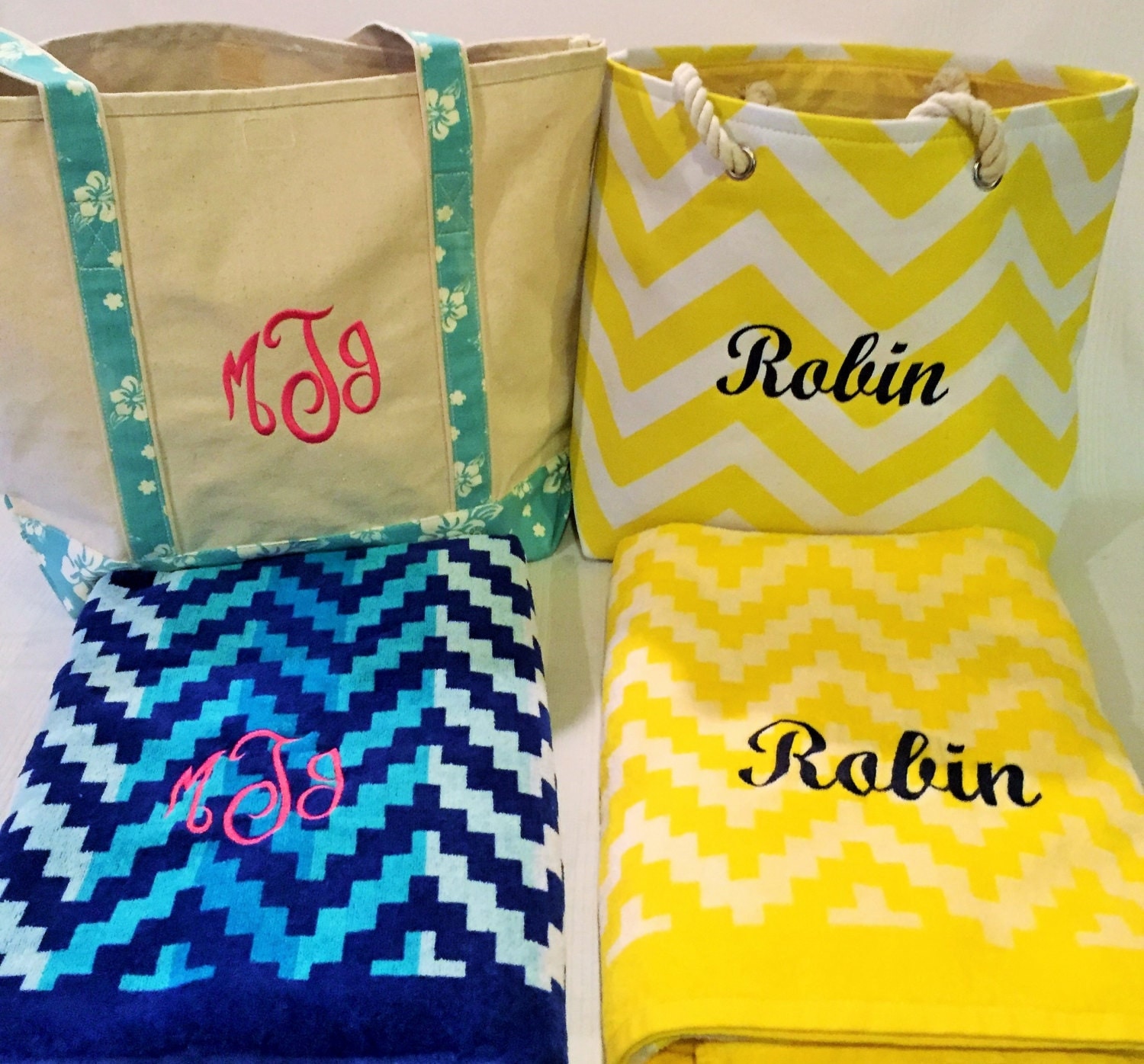 Monogrammed Beach Bag and Towel Set