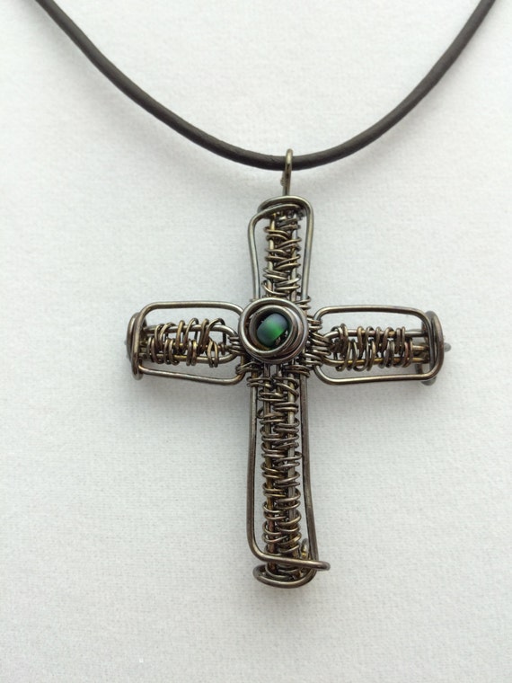 Items similar to Wire Wrapped Cross Necklace, Copper Wire Cross pendant