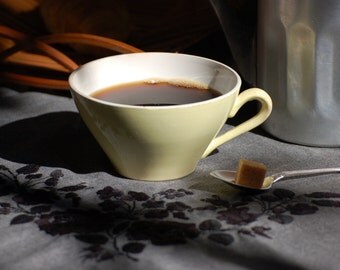 Tasse à café Digoin jaune French vintage cafe au lait bowl ,bol cafe au lait, shabby chic