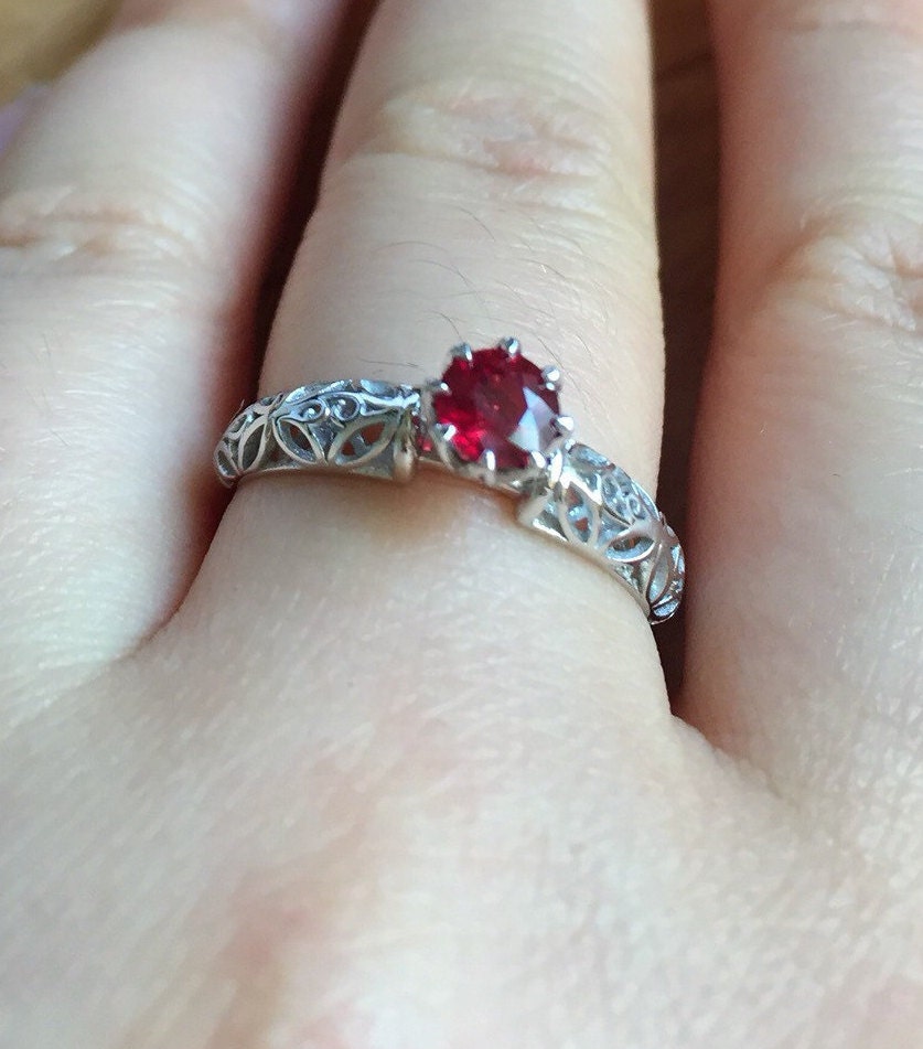Natural Red Ruby Wedding Ring Engagement Rings Bridal Ring