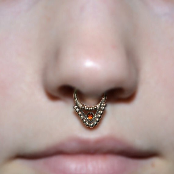 2mm Garnet Septum Ring - Gold Septum Jewelry - Nose Ring - Tragus Earring - Cartilage Hoop - Nipple Ring - Septum Hoop 18 gauge