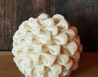 5" Ivory Kissing Ball, Burlap Ball Wedding Centerpieces, Burlap Ball Bowl Fillers, Burlap Wedding Decor, Burlap Wedding Centerpiece