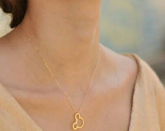 Mickey Mouse Necklace Gold Inspired Disney Necklace Gift/Wedding/Birthday
