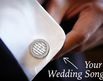Personalized Wedding Cufflinks / Groom Cufflinks / Custom Cufflinks with your Wedding Song Lyrics / Groom Gift / Gift for Husband