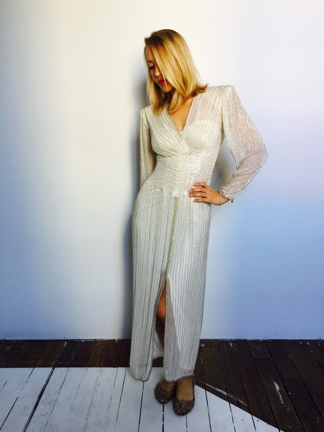 Jessica Rabbit's White Beaded Wedding Gown / Dress