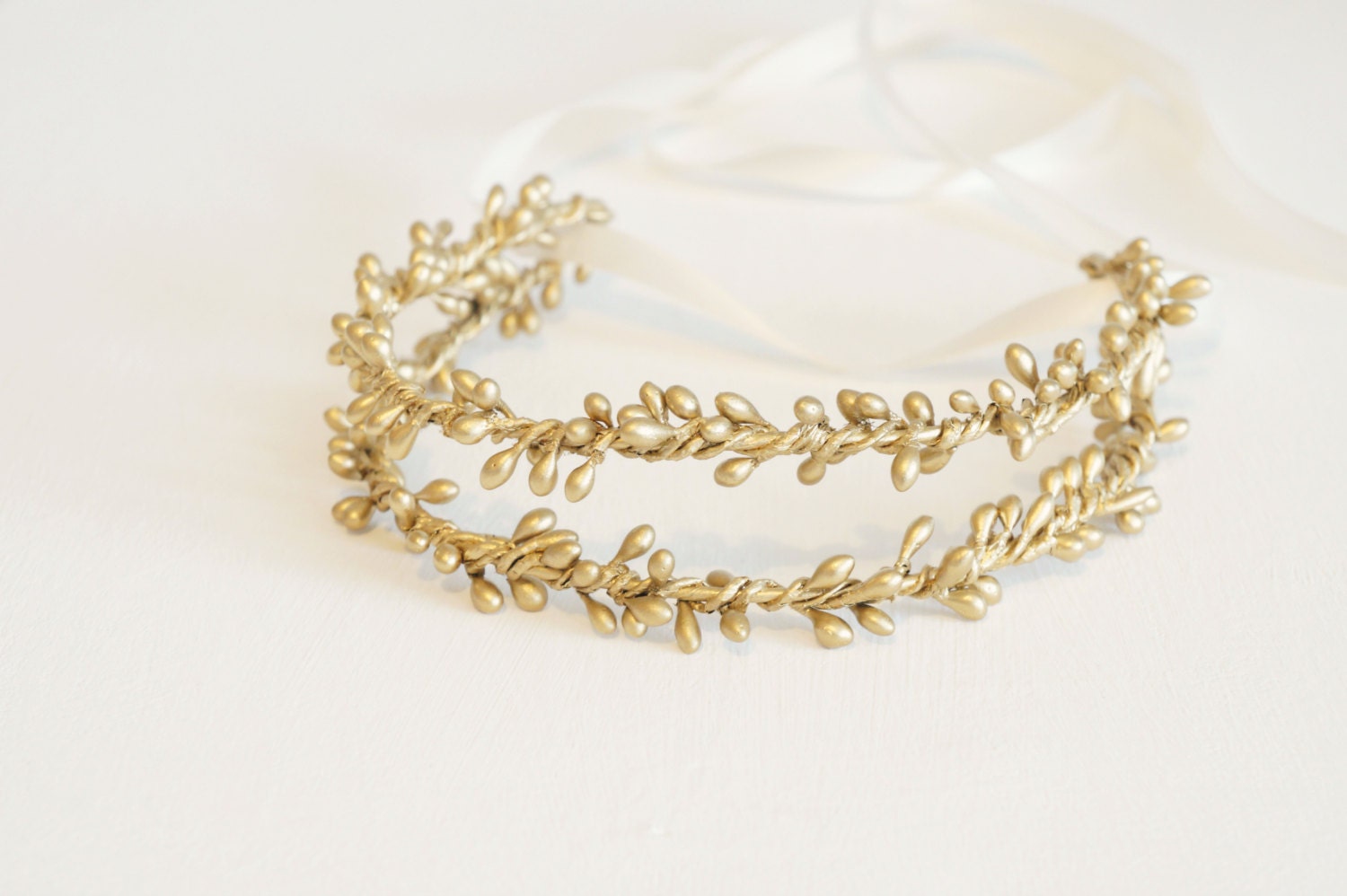 Gold crown Golden headband Bridal headpiece Wedding by Lietofiore