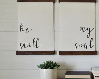 be still my soul/calligraphy wall art/canvas art print/wood sign/canvas print/wall decor/set of 2/wall art