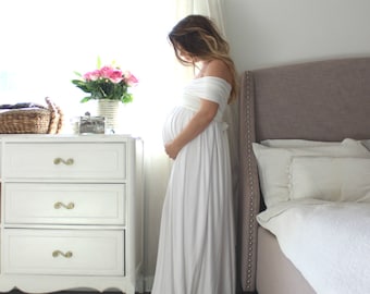 Maternity gown long infinity maternity dress- the wrap babydoll