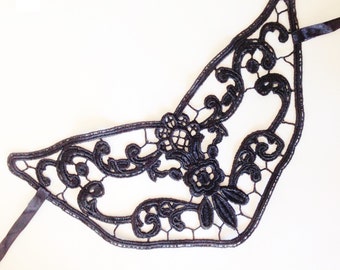 Burning Man Mask, Gothic Mask, Lace Mask with Rhinestones, Halloween Skull Mask, Full Face Mask, Mouth guard mask