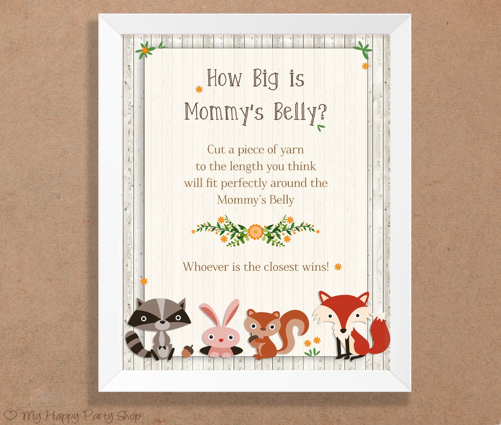 How Big Is Mommy S Belly Woodland Sign Printable Baby