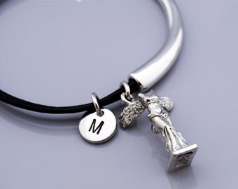 Nike Goddess bangle, Nike Goddess bracelet, Nike charm jewelry, Nike Greek Goddess, Goddess of victory, Leather bracelet, Leather bangle