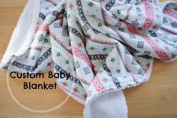 Custom Baby Blanket Minky Baby Blanket Modern Quilt