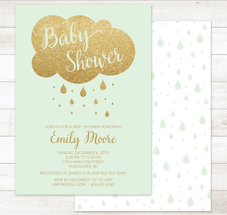 mint baby shower invitation printable baby mint green gold